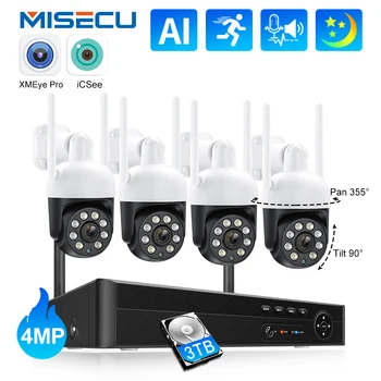 Misecu 8CH 4MP Vezeték nélküli biztonsági kamera Rendszer Színes éjjellátó Vízálló Kültéri Wifi IP Kamera Szett Videó Megfigyelő Készlet