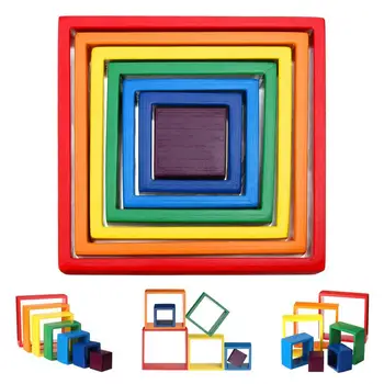 Nagy Szivárvány Gyűjtő Fészkelő Puzzle Játékok Alagút Egymásra Játék Montessori Oktatási Játékok, Baba, Fa Építőkockák Kisgyermek 