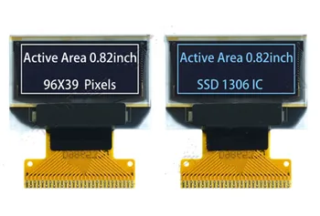 IPS 0.82 hüvelyk 28PIN Fehér/Kék PM OLED Képernyő SSD1306 Meghajtó IC-SPI/IIC/Párhuzamos Interfész 96*39 3.3 V