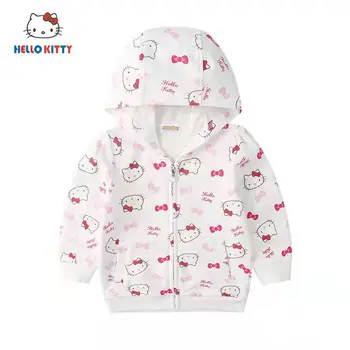 Hello Kitty Gyermek Ruházat, Őszi Új Lány Pamut Kabát Gyerekek Aranyos Rajzfilm Nyomtatási Alkalmi Cipzáras Kapucnis Pulóver Kabát