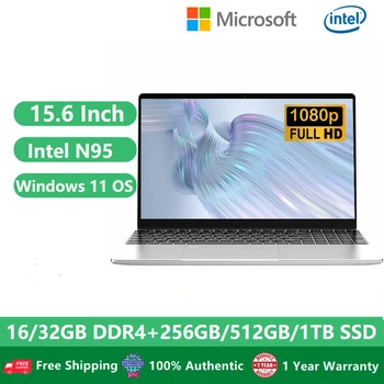 Olcsó Iroda, Laptopok, Számítógépes Játékokhoz Tanulmány Notebook Netbook 15.6 Inch 12 Generációs Intel N95 32GB DDR4 Slot 2TB M. 2 WiFi Kamera