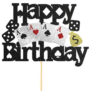 Kaszinó Születésnapi Torta Topper Cupcake Dekoráció Póker Kártya A Téma Party Kellékek Vegas-I Éjszaka Dekoráció