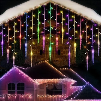 Karácsonyi Beltéri, mind Kültéri Dekoráció LED Függöny Hópehely Fény Hullám Világítás karácsonyi Parti Karácsonyi Díszek