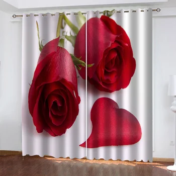 3D-s Digitális Nyomtatás Luxus Divat Vörös Rózsa Árnyékolás Redőny Nappali, Hálószoba lakberendezési Horog Ütés