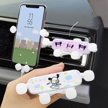 Aranyos Sanrio Kuromi autótelefon Jogosultja Aranyos Cinnamoroll Pachacco Gravitáció Autó Levegő Vent Clip Telefon készenléti Univerzális GPS Állvány