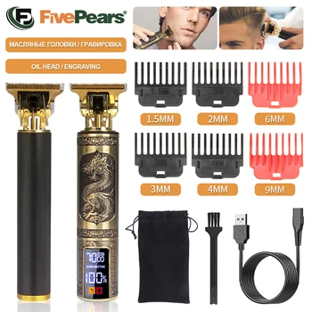 FivePears férfi hajvágás géppel 0 mm，Szakmai vintage T9 szakáll trimmer, a férfiak，hajnyíró gép /Trimmer, A Férfiak/Borbély