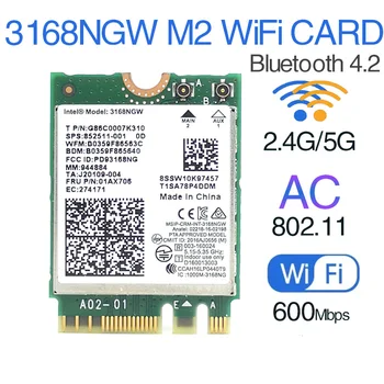 Használt kétsávos 600Mbps Vezeték nélküli Hálózat Wi-fi Kártya Wifi Vevő Intel 3168 AC 3168NGW NGFF M. 2 802.11 ac Bluetooth 4.2