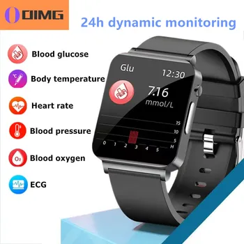 2023 Smartwatch Vércukorszint EKG+PPG Monitoring Vérnyomás, testhőmérséklet Intelligens Karóra Férfi Női Óra Fitness Tracker