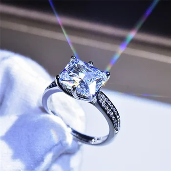 Ekopdee Luxus Minőségű Cirkónia Gyűrűk Női Fehér Arany Színű Cirkon Állítható Gyűrű, Esküvői Vacsora Ékszerek