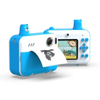 Új nagyfelbontású Polaroid Gyermekek Kamera Rajzfilm Mini TÜKÖRREFLEXES Kettős Lencse Termikus Nyomtatás Digitális Fényképezőgép