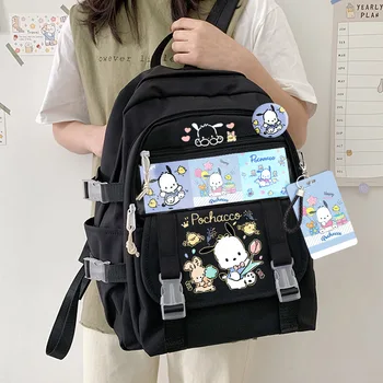 Sanrio Pochacco stílus magas iskolai hátizsák a tizenéves lány divat fekete-fehér tanuló lányok hátizsák iskolatáska aranyos könyv, táska