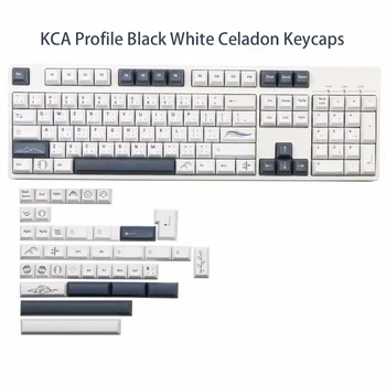 142 Kulcsok-Fekete-Fehér Celadon Keycaps KCA Profil PBT hőszublimációs Mechanikus Billentyűzet Keycap Az MX Kapcsoló ISO Be