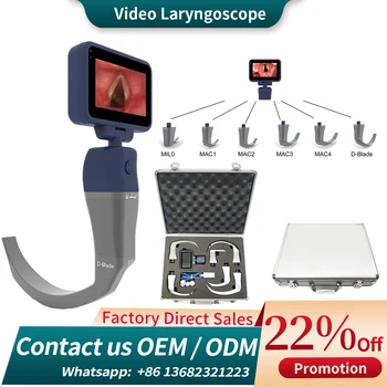 Újrafelhasználható Videó Laringoszkóp, 6 Sterilizable Pengék, értékesíthető Bármely Kombinációban, vagy külön-Külön, 3' Képernyő Tartalmazza Bőrönd