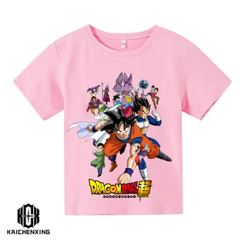 A gyerekek Goku Sárkány BallTshirt a Fiúk Lányok Nyár, Ősz, Gyermek ruházat, Rövid ujjú Rajzfilm Nyomtatási Felsők Férfi pólók