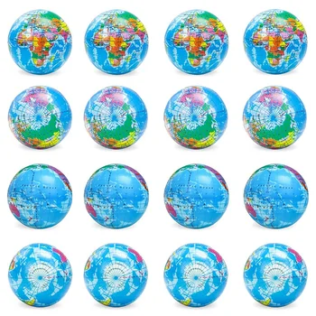 16 DB Globe Szorítani Golyókat,3 Inch Föld stresszoldó Játékok Szorítani Golyó Oktatási Stressz labda A ujjgyakorlat