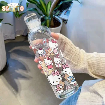 Aranyos Sanrio Hello Kitty Kulacs Anime Kuromi Cinnamoroll Diák Hordozható Sport Átlátszó Üveg Pecsét Pohárban Ajándék