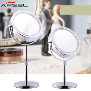 AFSEL Márka 7 Hüvelykes LED Tábla Tükör Kétoldalas sminktükör Kivilágított Kozmetikai Tükör 5X/10x-es Nagyítású, AAA Akkumulátor HD