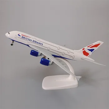 20cm Ötvözet Fém Levegő BRIT British Airways AIRBUS 380 A380 Légitársaság Repülőgép Modell Fröccsöntött Levegőben Repülő Modell w futómű