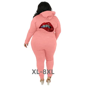 Plus Size Beállítja Sweatsuits Női Ruházat, Téli ruházat Melegítő Szettek Melegítőben Ajak Két Darab Ruhák 3xl 4xl 5xl 6xl