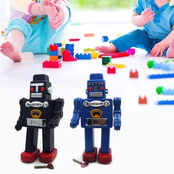 Felnőtt Gyűjtemény Retro Játékszer Fém Tin Gyaloglás Férfi Alakja Robotok Mechanikus Óramű Játék Ábra Gyerekek Ajándék