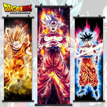 Dragon Ball Nyomtatott Poszter Anime Falat Borító Nap Goku Képek Dermesztő Festés Vászon Super Saiyan Lóg Tekercsek Szoba Dekoráció