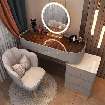Északi Smink Hiúság Asztal, Tükör, fésülködő Asztal Drag Hálószoba Komód Lámpa Luxus Hiúság Asztal Hálószoba Bútor