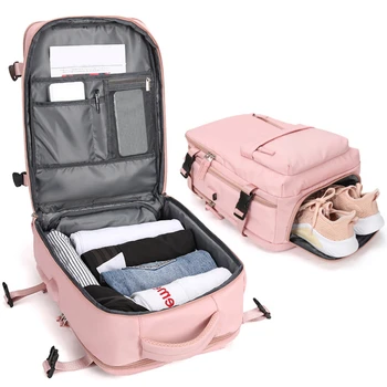 Rózsaszín Utazási Hátizsák Nők Repülőgép Nagy Kapacitású Multi-Function Csomagom Könnyű, Vízálló USB Töltő Táska Sport Bagpack