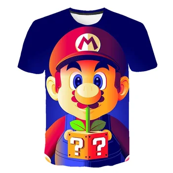 Super Mario bros T-shirt Gyerekek Harajuku Divat Alkalmi Póló Fiú Lányok Poliészter Nyári Rövid Ujjú Férfi Nő