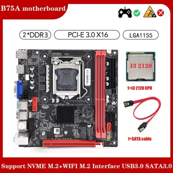 B75 (B75A) LGA1155 Alaplap+I3 2120 CPU+SATA Kábel Támogatja 2XDDR3 Slot NVME M. 2+WIFI M. 2 USB3.0 SATA3.0 Alaplap