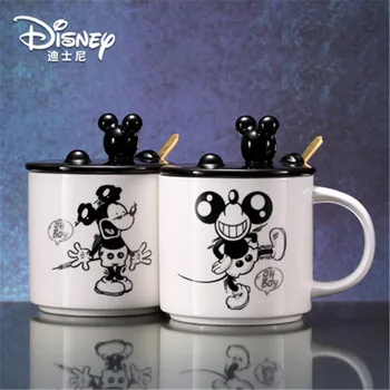 Disney Mickey Csésze Nagy kapacitású kerámia csésze fedelét, kanál, bögre, kreatív rajzfilm tejet, kávét