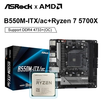 AMD Ryzen 7 5700X R7 5700X + ASROCK Új B550M Alaplapok Készlet Készlet Ryzen Processzor B550M ITXAC MiNi-ITX DDR4 64G placa mae B550