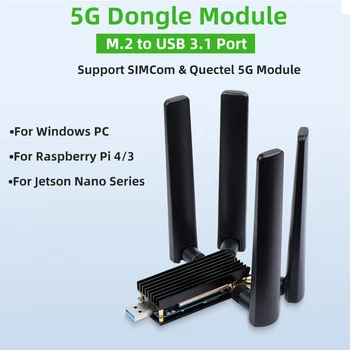 5G Dongle Terjeszkedés Testület 4 Antenna USB 3.1 M. 2 Kulcs B Felület Alumínium Hűtő Lemez, PC Raspberry Pi 4 3 Jetson Nano