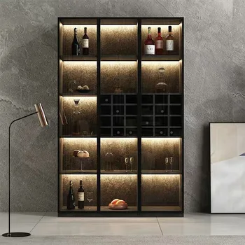 Ital Bor Tároló Szekrények Modern Üveg Egyszerűség Sarkon Bort Szekrények Wall Kijelző Botellero Vino Európai Bútorok QF50JG
