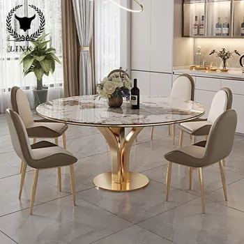 Modern, világos luxus táblázat kis háztartási étterem kerekasztal minimalista étterem, asztal, szék kombináció