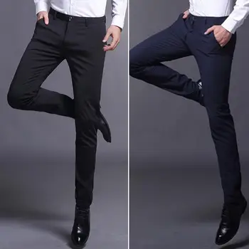 Elegáns Öltöny Nadrág MenSolid Színes Super Stretch koreai Stílus Cipzár Repülni Zsebbel, Nadrág Streetwear
