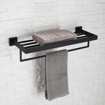 Fekete kivitel, Egyedi design fürdőszoba polc 220*128*600mm törülközőtartó Törülközőt, bár Falra szerelhető rozsdamentes acél