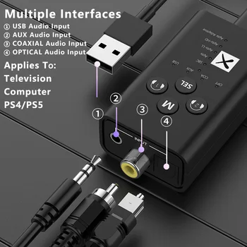 24Bit Bluetooth 5.2 Audio Adó aptX LL HD Adaptív USB, 3,5 mm-es AUX Optikai Koaxiális Vezeték nélküli Adapter