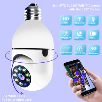 5G Wifi E27 Izzó Térfigyelő Kamera éjjellátó Otthoni Vezeték nélküli Kamera 4MP CCTV Videós Biztonsági Kamera PROY Alexa, a Google Haza