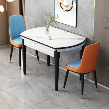 Összecsukható Északi Vízálló Étkező Asztal Luxus Kihúzható Folyosón Asztalkák Hivatal Erkély Fennsík De Jantar Otthon Bútor