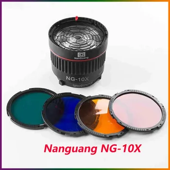 Nanguang NG-10X Fresnel Lencse Stúdió Fény Fókusz Bowen-Hegy, 4 Színes Szűrő Flash Led Fotózás Tartozékok