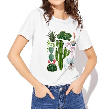 Női Szórakozás Virágos Nyomtatás póló, Alkalmi Növényi Minta Tshirt Aranyos Növény Felső, Nyári Punk Rövid Ujjú Póló Ruha