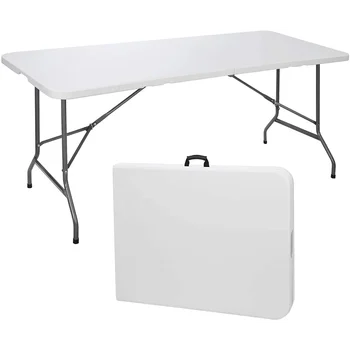 SKONYON Összecsukható Utility Táblázat 6ft Fold-a-Fele Hordozható Műanyag Pikniket Étkezési Tábor Asztal, Fehér