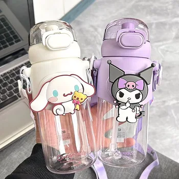 600ML Sanrio Cinnamoroll Műanyag cumisüveget Anime Kuromi Dallam Aranyos Rajzfilm Sport Üveg Vizet, Kávét Gyerekek Víz Üveg Ajándék