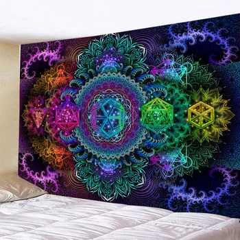 Pszichedelikus Jóga 3D Nyomtatott Tapestrying Téglalap alakú lakberendezés Falra